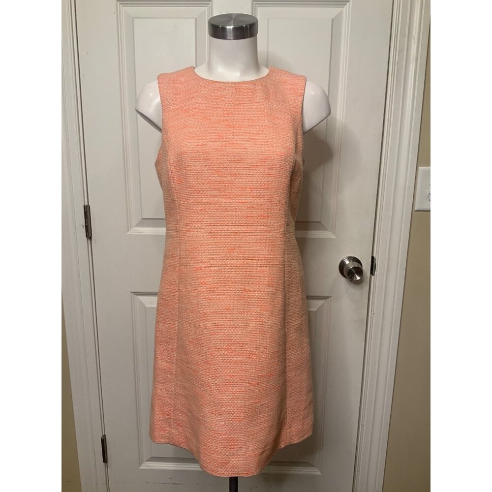 Milly Orange & White Tweed Sleeveless Shift Dress, Size 6
